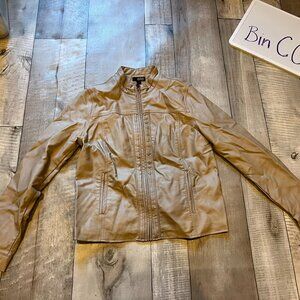 a.n.a Tan Camel Motorcycle Jacket with Stand-Up Collar